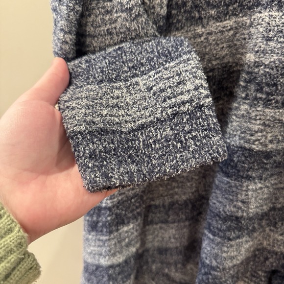 Barefoot Dreams Bamboo Chic Lite Blue Stripe Calypso Wrap Cardigan Sweater L/XL - Picture 12 of 14